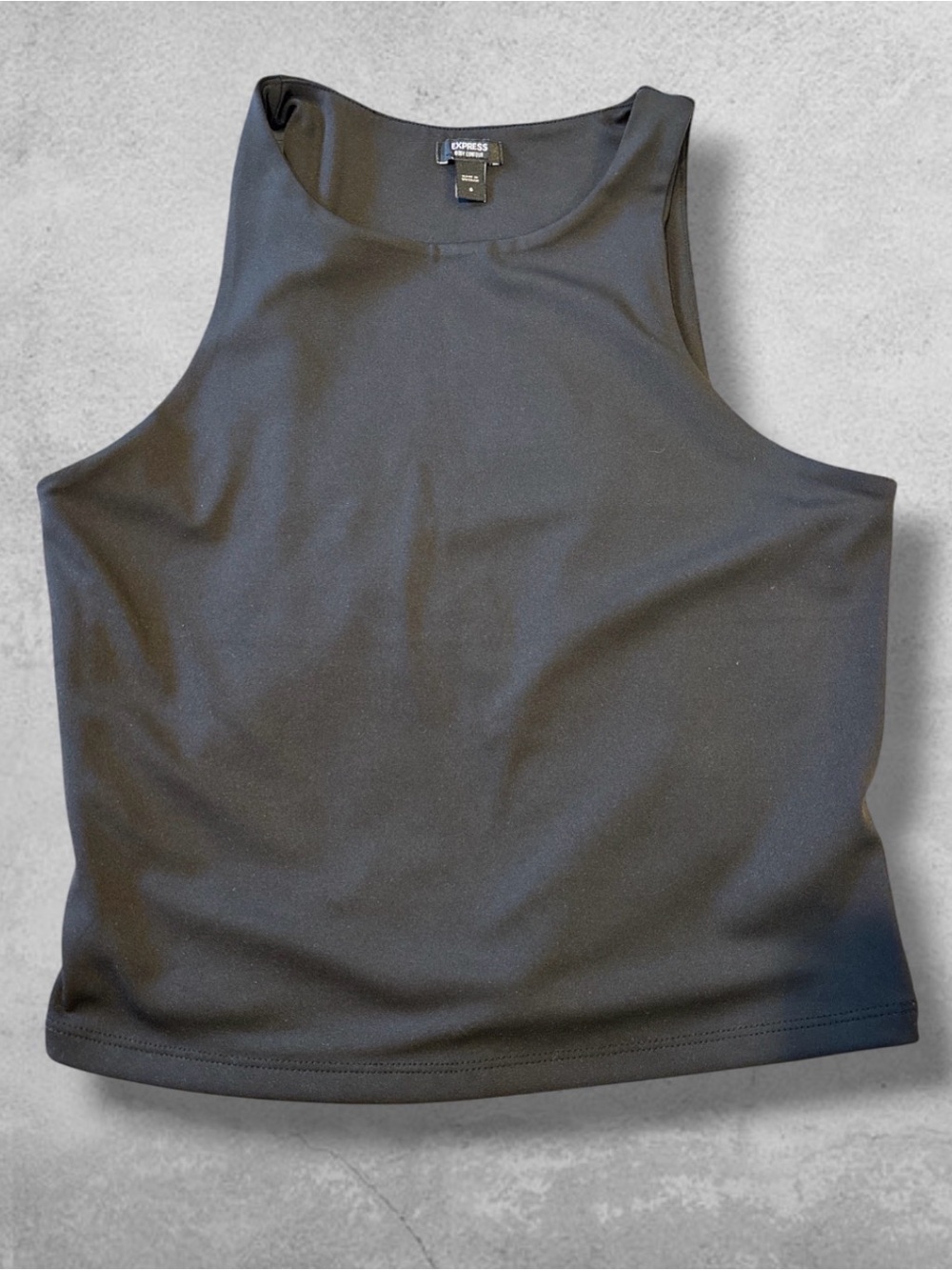 Express Body Contour High Neck Sleeveless Crop Tank Top Black Size S